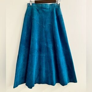 Vintage suede teal western skirt